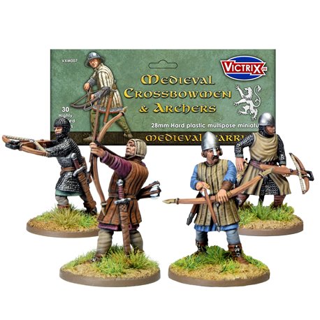 Medieval Crossbowmen & Archers (x30) - 1:56 scale figure kit