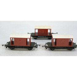A Set of 3 Tri-ang TT Brake Vans . TT Gauge Used