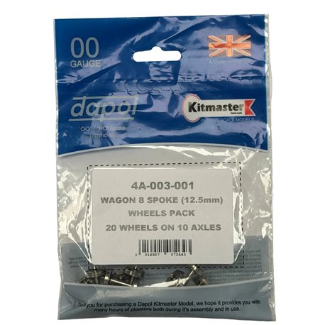 4A-003-001 Dapol Wagon 8 Spoke (12.5mm) Wheels Pack 20 wheels on 10 axles