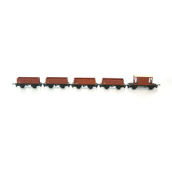 A Rake of 4 Tri-ang TT T176 Open Wagons + Brake Car TT Gauge USED