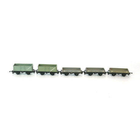 A Rake of 5 Tri-ang TT Steel Wagons. TT Gauge USED