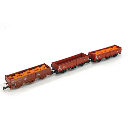 Marklin Mini-Club 81782 3 X Covered goods wagon RM 628 H.F. WIEBE a. Used. Z GaugeGauge