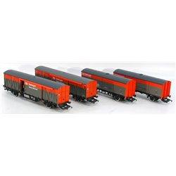 4 X Hornby Railfreight Vans . Used. OO Gauge 
