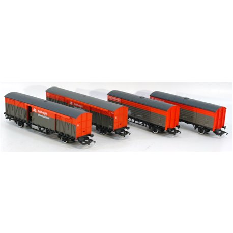 4 X Hornby Railfreight Vans . Used. OO Gauge 