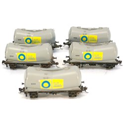 5 X Hornby R6253 VEE VEE Tank Wagon - 'Blue Circle Cement' . Used. OO Gauge 
