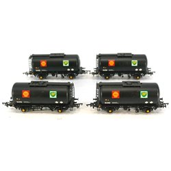 4 X Bachmann 37-582D BR 45T TTA Tank Wagon 'Shell BP' Black. Used. OO Gauge 