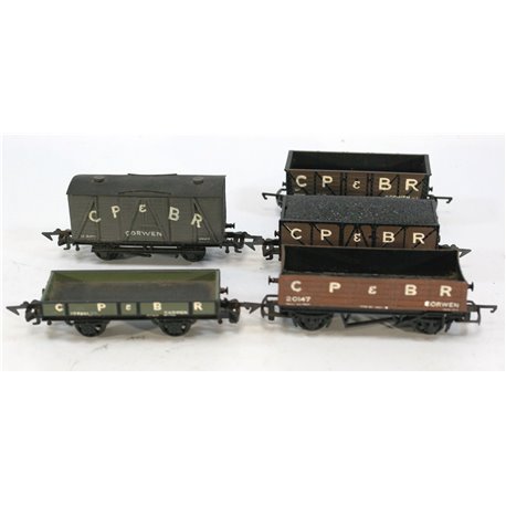 A Rake of 5 CP & BR Corwen branded wagons . Used. OO Gauge 