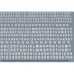 Numeric/alphabet sheet: white BR scale 4" - 6" for O gauge
