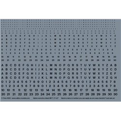 Numeric/alphabet sheet: black BR scale 1" - 3" for O