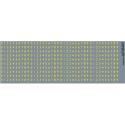 Yellow Gill Sans scale 3" numbers for O gauge