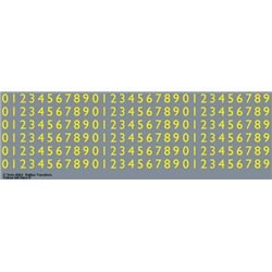 Yellow Gill Sans scale 6" numbers for O gauge