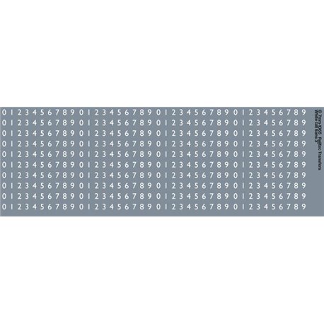 White Gill Sans scale 3" numbers for O gauge