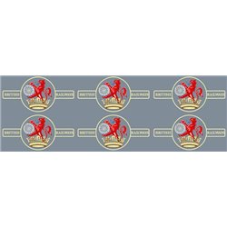 BR late crest lion & wheel (ferret & dartboard): large x 6