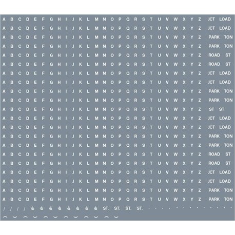 Alphabet sheet: white BR lettering (1mm high)