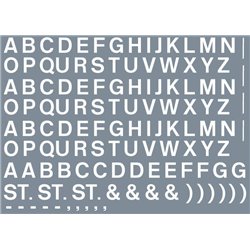 Numeric/alphabet sheet: white BR lettering (6mm high)