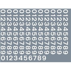 Numeric/alphabet sheet: white BR numbering (6mm
