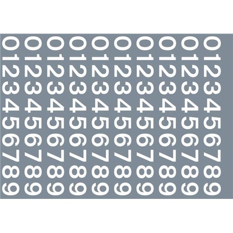 Numeric/alphabet sheet: white BR numbering (6.67mm