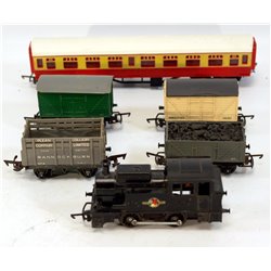 Tri-ang 0-4-0 Tank Engine + Coach and Wagons. Used. OO Gauge 