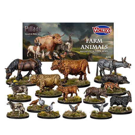 Medieval Farm Animals - 1/56 (28mm) Figures set (x104)