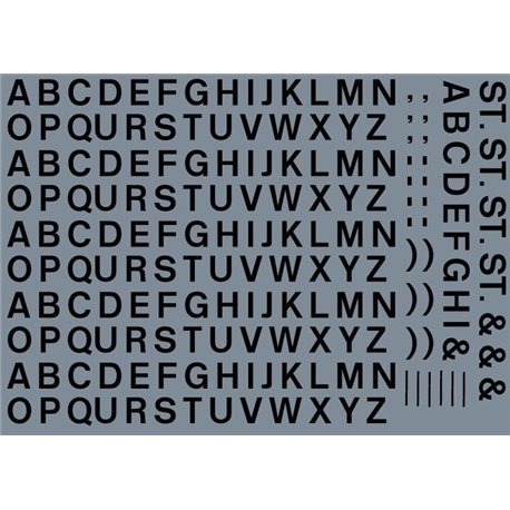 Numeric/alphabet sheet: black BR lettering (5mm high)