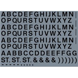 Numeric/alphabet sheet: black BR lettering (6mm high)