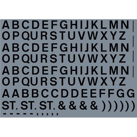 Numeric/alphabet sheet: black BR lettering (6mm high)