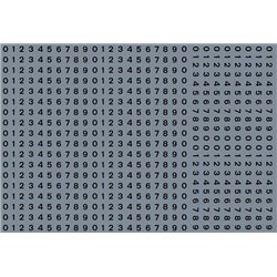 Numeric/alphabet sheet: black BR numbering (2mm