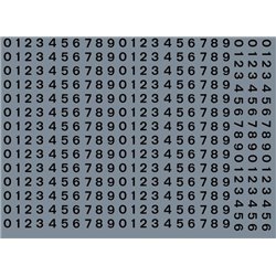 Numeric/alphabet sheet: black BR numbering (3mm