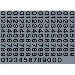 Numeric/alphabet sheet: black BR numbering (5mm