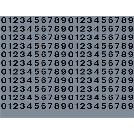 Numeric/alphabet sheet: black BR numbering (6mm