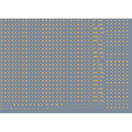 Numeric/alphabet sheet: old gold BR lettering (1mm