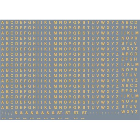 Numeric/alphabet sheet: old gold BR lettering (2mm