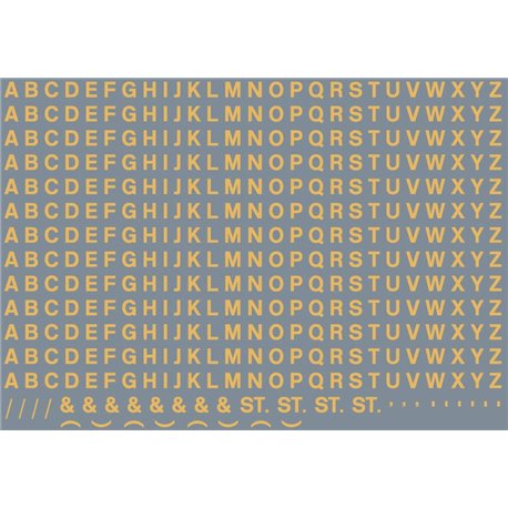 Numeric/alphabet sheet: old gold BR lettering (3mm