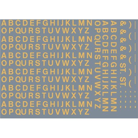 Numeric/alphabet sheet: old gold BR lettering (4mm