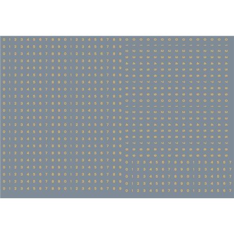 Numeric/alphabet sheet: old gold BR numbering (1mm