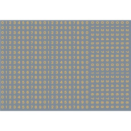 Numeric/alphabet sheet: old gold BR numbering (2mm
