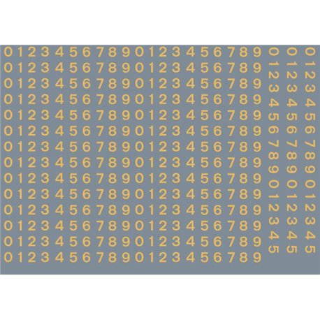 Numeric/alphabet sheet: old gold BR numbering (3mm