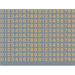 Numeric/alphabet sheet: old gold BR numbering (4mm