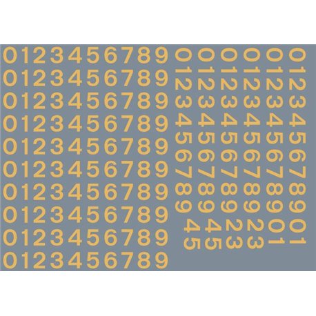 Numeric/alphabet sheet: old gold BR numbering (5mm