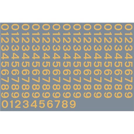 Numeric/alphabet sheet: old gold BR numbering (6mm
