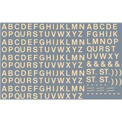 Numeric/alphabet sheet: cream BR lettering (5mm high)