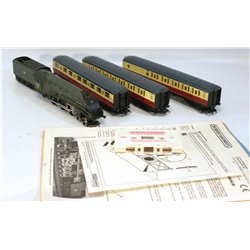 Hornby R542 Might Mallard Engine and coaches and cassette. Used. OO Gauge 