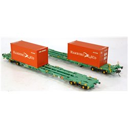 Bachmann Branchline 37-310 2 Intermodal bogie wagons with 2 20ft containers "Hamburg SUD". Used. OO Gauge 