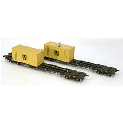 Bachmann Branchline 37-312 2 Intermodal bogie wagons with 2 20ft containers "MSC Mediteranean". Used. OO Gauge 