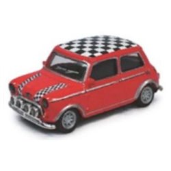 Mini Cooper - Red, Chequered roof and bonnet stripes