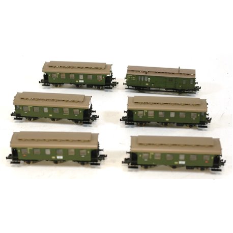 Fleischmann 8070, 872 and 873 Passenger Coaches with Load Bar of the German DB . Used. N Gauge 
