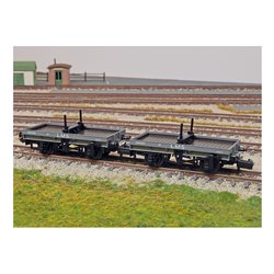 PECO - 4W BOLSTER WAGON TWIN PACK - LMS GREY