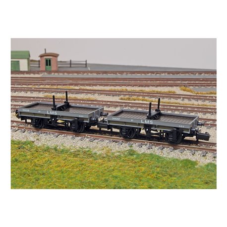 PECO - 4W BOLSTER WAGON TWIN PACK - LMS GREY