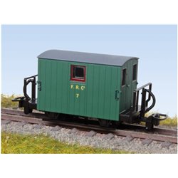 OO-9 - FR Quarryman Brake Van, 1920s Green, No.7 Double Balcony