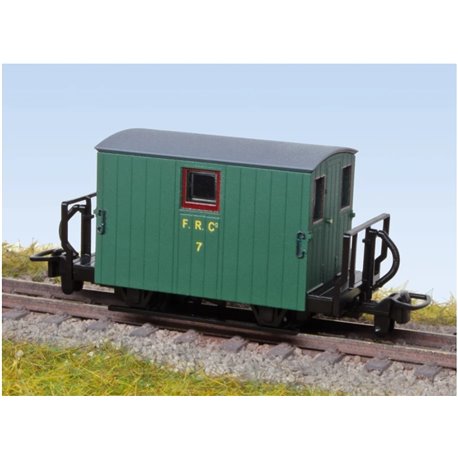 OO-9 - FR Quarryman Brake Van, 1920s Green, No.7 Double Balcony